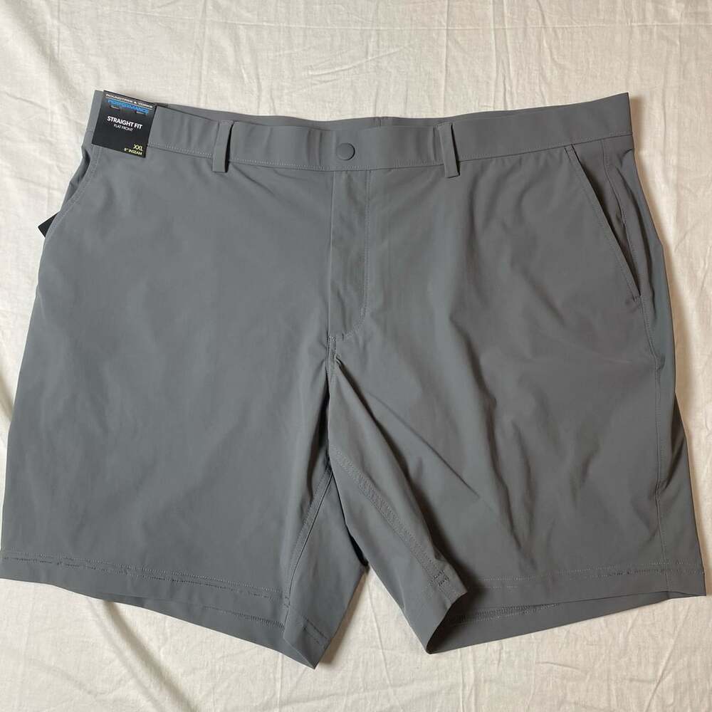 Roundtree & Yorke Performance Straight Fit Flat Front Shorts XXL Gray (1354)